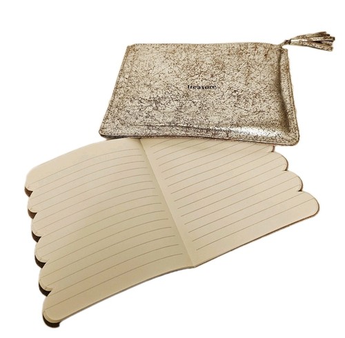 Pottery Barn Kids Silver Metallic Leather Pouch & Notebook Secrets & Treasures - Picture 5 of 6