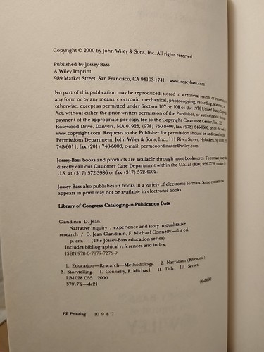 Narrative Inquiry : Experience and Story in Qualitative Research 2000 Paperback - Picture 4 of 9