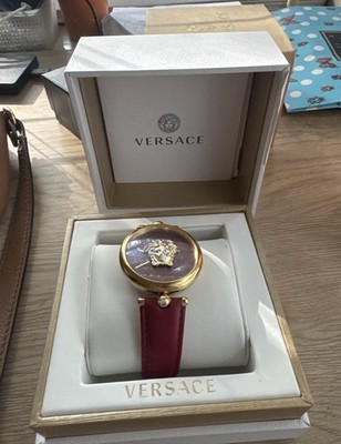Versace Palazzo Empire Medusa Swiss Quartz Red Gold Leather Women's Watch Box