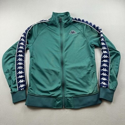Kappa Jacket Track Mens XS Green 222 Banda Striped Logo Tape Full Zip Athletic