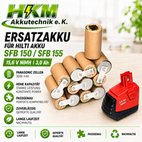 Tauschpack FüR Hilti Akku Sfb 150 / 155 15,6 V 3 Ah Nimh Panasonic Zellen