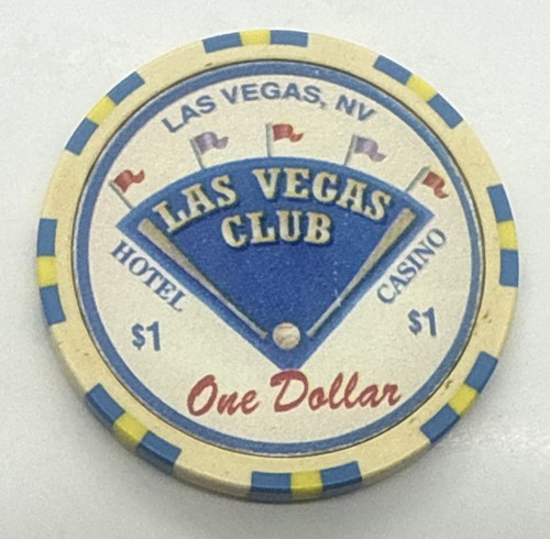 Las Vegas Club Casino Las Vegas Nevada $1 Chip Baseball Diamond Bud Jones 1996