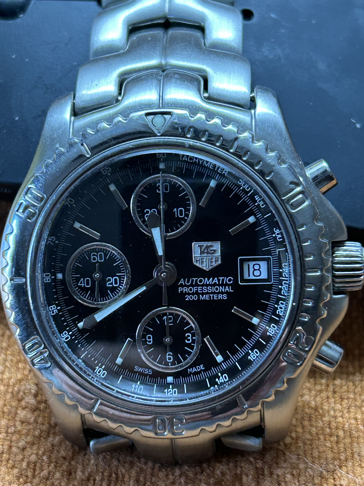 TAG HEUER Link CT2110 Date Chronograph Black Dial Automatic Men's Watch.