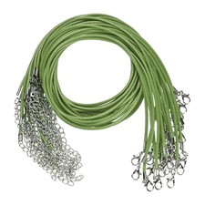 25 Pack 18" Waxed Necklace Cord, 2mm Bracelet Cord with Lobster Clasp Green