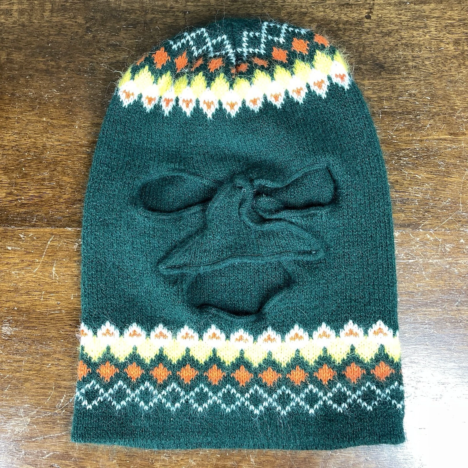 VINTAGE 70s Fair Isle Balaclava Ski Mask Mens One Size Snowmobile Acrylic
