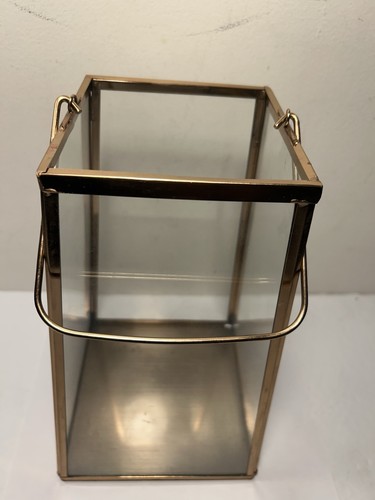 Smith & Hawken Copper Metal Glass Lantern Style Pillar Candle Holder 11.25” - Picture 2 of 10