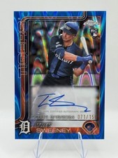 🔥 Trey Sweeney Rookie Blue RayWave Auto # /150 2025 Topps Chrome Tigers RC SN