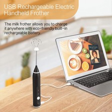 Electric Milk Frother Automatic Egg Beater USB Charging Mixer 3 Speed Settings