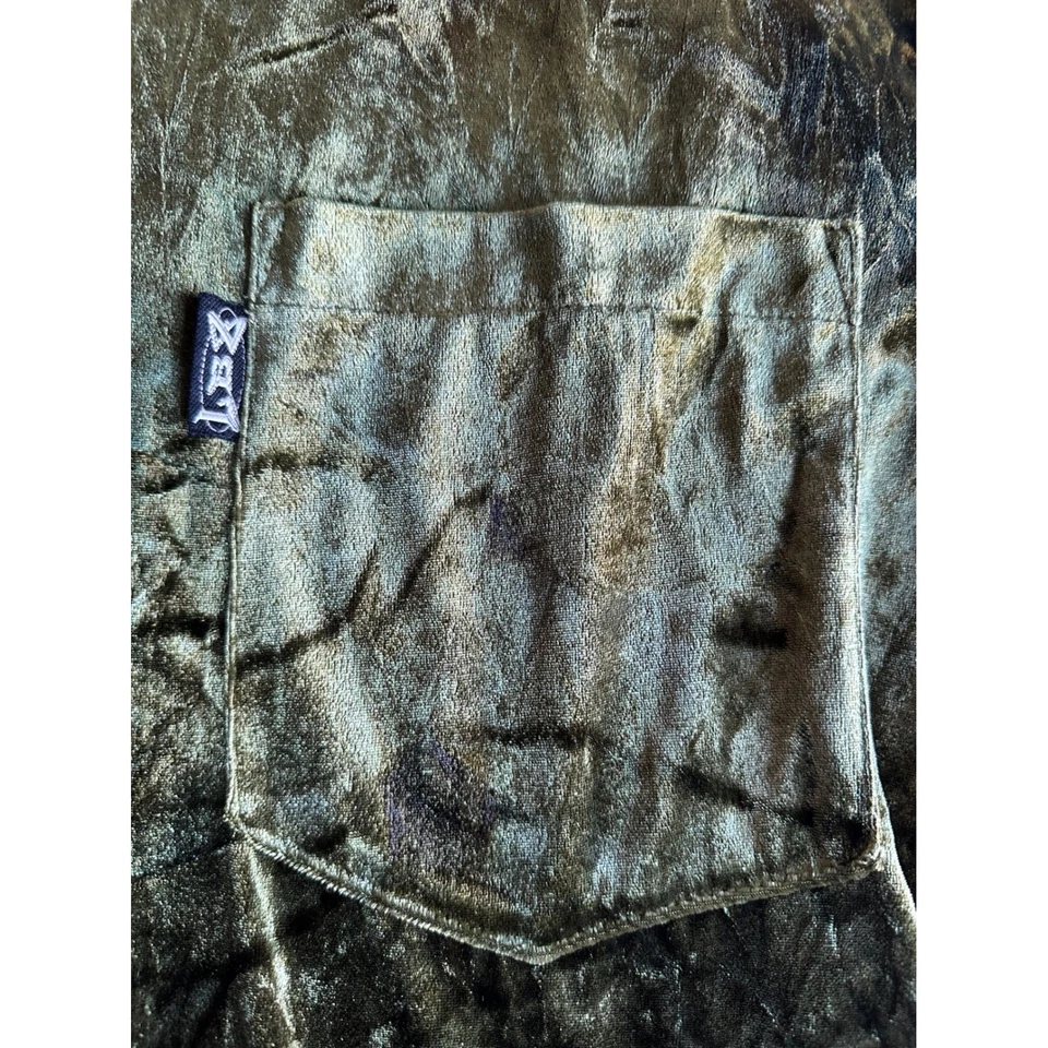 Camisa De Colección LBZ Verde Oliva Terciopelo Abotonada Para Hombres Extra Grande XL Hecha en EE. UU. Y2K Foto 2 de 4