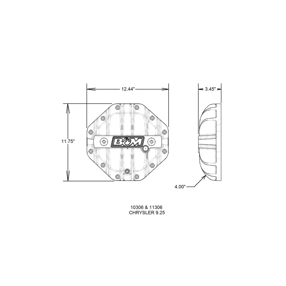 Cubierta diferencial de aluminio 10306 B&M Hi-Tek - Chrysler 9,25 pulgadas Foto 2 de 3