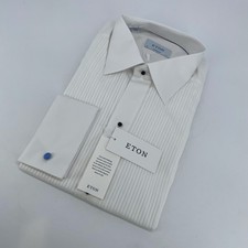 Eton Dress Shirt Mens XL 17 1/2 - 44 White Pleated Contemporary Fit Button Up