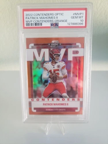 PATRICK MAHOMES II 2022 Contenders Optic MVP KC Chiefs Orange /50 POP 5 [PSA 10]