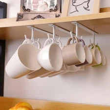 Under Cabinet Mug Holder Shelf Hooks Coffee Cup Hanging Storage Rack(3 Pieces