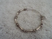 ALEX and ANI Silvertone Bead Expandable Bracelet