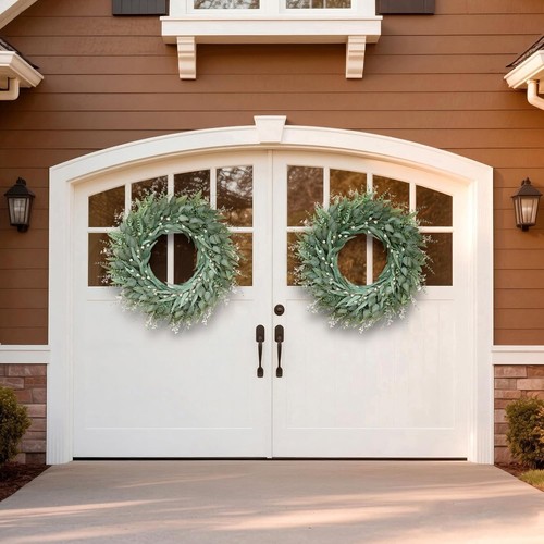 32-Inch Eucalyptus Wreath - Elegant Artificial Greenery for All Seasons - Picture 9 of 11