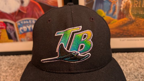 Vintage Tampa Bay Rays Fitted Hat Cap Size 7 1/8 New Era Made USA MLB Baseball - Picture 2 of 11