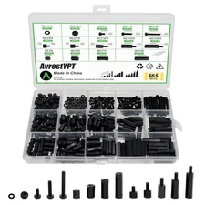 365pcs M2.5 Black Male Female Nylon Hex Spacer Standoff Screw Nut Set Assortment
