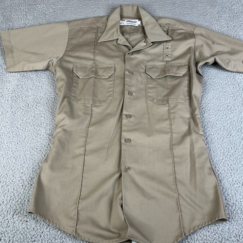 Elbeco Shirt Mens Large Tan Khaki Polyester Cotton Tactical Work Uniform - Picture 1 of 14