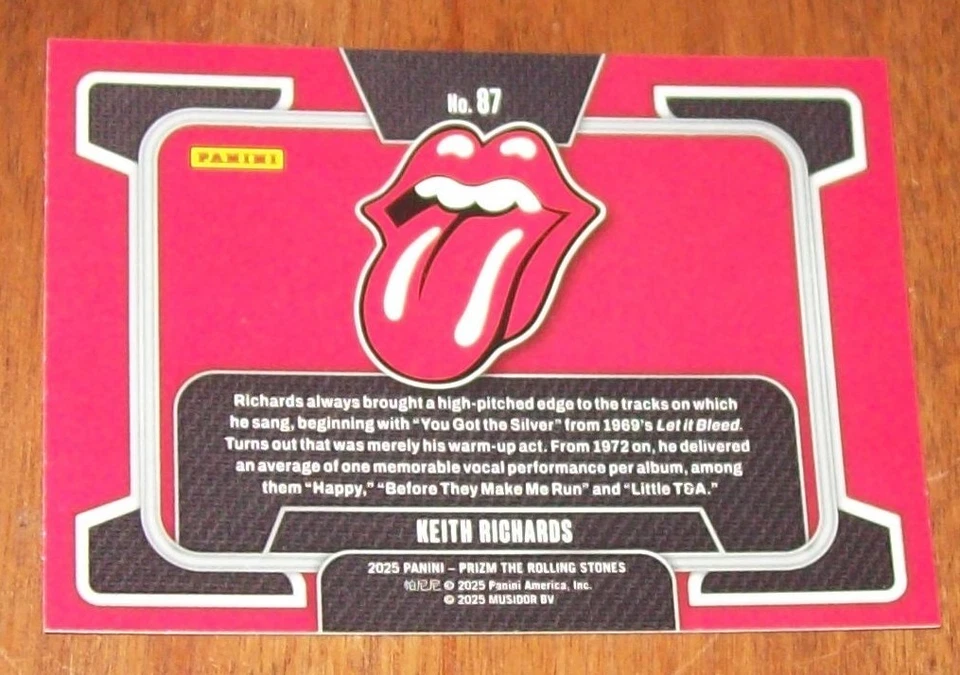 2025 Panini Prizm The Rolling Stones Keith Richards Card-87 - Image 2 of 2