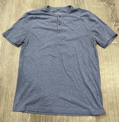 Banana Republic Henley Shirt Men's Medium Blue Eco Premium Wash Preppy Shirt