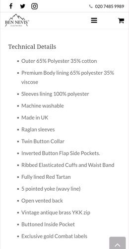 Ben Nevis Combat Harrington Jacket Royal 62 Beige L Large (Made in England) NWT - Picture 12 of 16