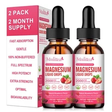 1-2 2000MG Magnesium Liquid Drops Improve Bone, Teeth,Immune, Nerve,Sleep