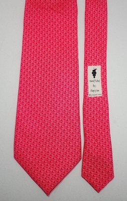 MARTHA'S VINEYARD VINES SHEP & IAN RED w/ WHALES 100% SILK NECK TIE 59.5''