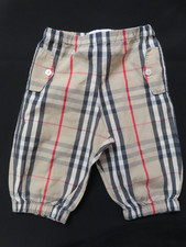 Burberry pants beige plaid 9 months / 74cm wide long with rubber kids baby cotto