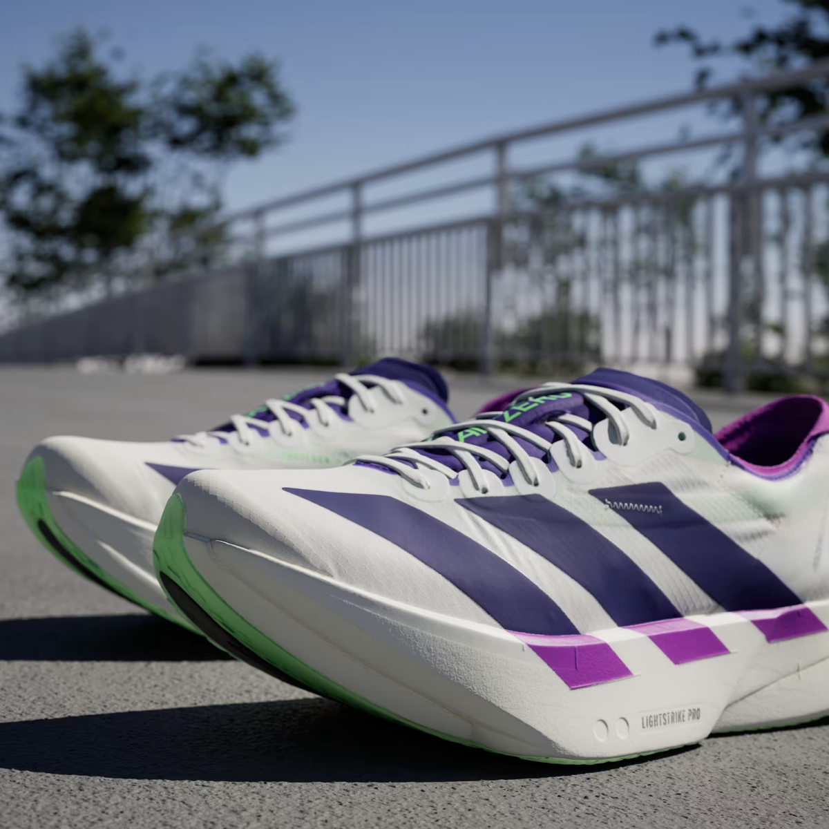 Adidas Adizero Adios Pro 4 Racing Size 8 Men = 9 Women White Purple Lime JR1656 Adidas Adizero Adios Pro 4 Running Shoes White Purple Lime  main image 2