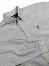 Ralph Lauren Classic Fit Shirt Mens 16 34/35 Blue Check Button Down Cotton