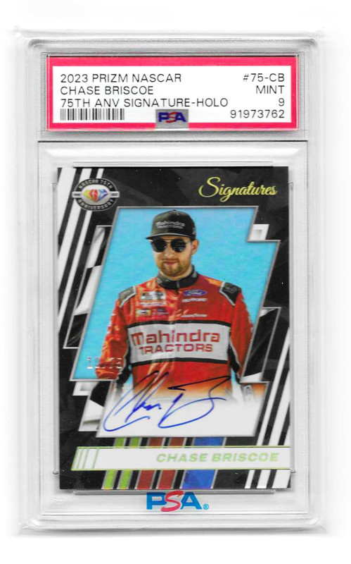 CHASE BRISCOE 2023 PANINI GOLD NASCAR 75TH SIGNATURES AUTOGRAPHED CARD- PSA MT 9
