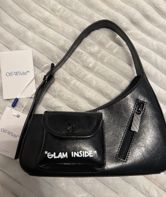 off-white ショルダーバッグ Off-White Women's Black Shoulder Bag Zip Pocket GLAM INSIDE Pouch