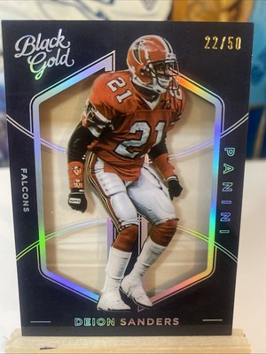 2016 Panini Black Gold - Deion Sanders #34 Holo White Gold /50