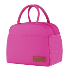 Insulated Lunch Box for Women Men Reusable Cooler Tote Bag Rose Red Color