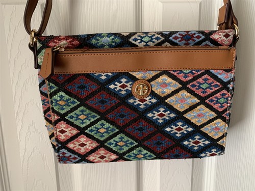 Women's Giani Bernini Canvas Purse Handbag Crossbody Diamond Print - Picture 2 of 6