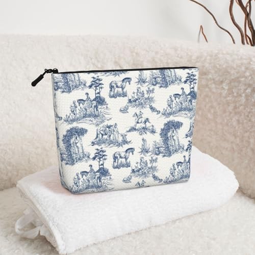 borsa trucco stampa toile, borsa trucco cavallo, regalo francese, regali cavallo per - Foto 5 di 6