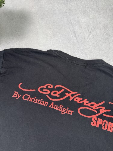 Ed Hardy By Christian Audigier Sport T Shirt Black Men Size M - Picture 16 of 22