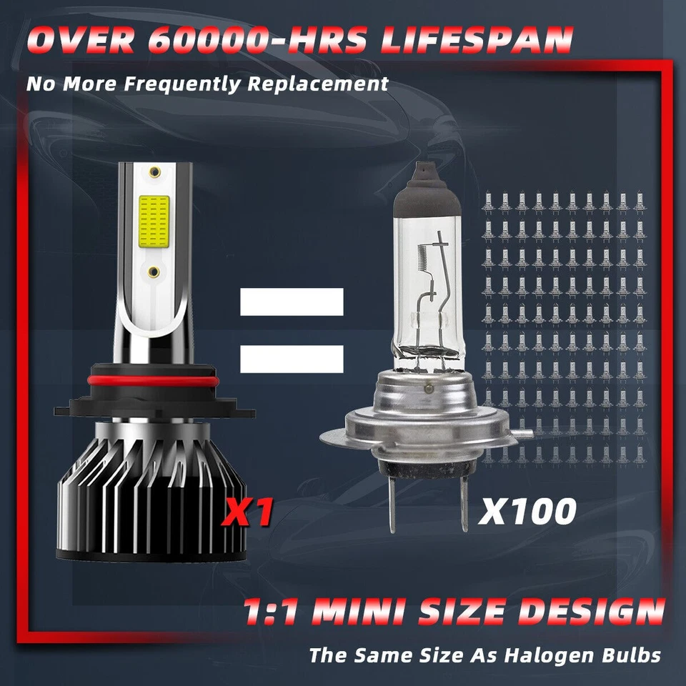 LED Headlight Hi-Low + Fog Light Bulbs Kits For Chevy Silverado 1500 2007-2015 - Image 4 of 4