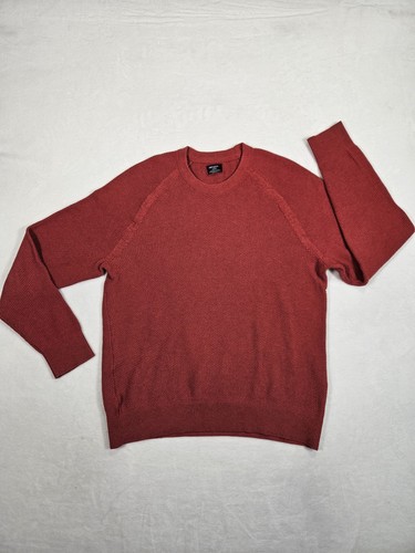 Untuckit Sweater Men's Large Red Cable Knit Cotton Polyester Blend LS - Picture 1 of 9