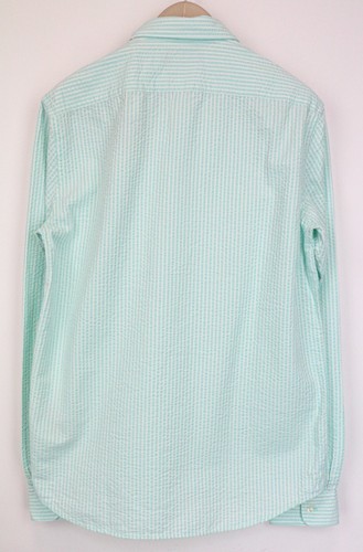 SCOTCH & SODA Ams Couture Men Shirt L Aqua Blue Pure Cotton Striped Long Sleeved - Picture 2 of 8