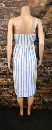 Blue And White Stripped Summer Dress Size MEDIUM - Picture 4 of 6