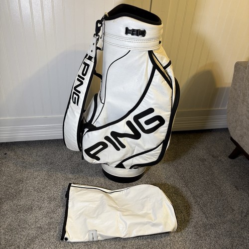 Vintage Ping Staff Golf Bag 6 Way White / Black Leather Good Condition