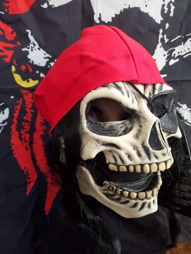 Jolly Roger  Classic Halloween Skull Pirate Latex Sock Mask  Zagone Studios New  - Picture 2 of 24