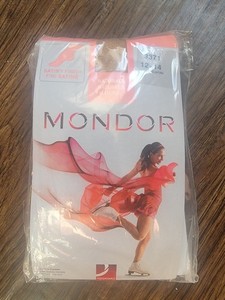 Mondor Suntan Satin Finish 12-14 Footed Tights Figure Skating Dance Cheer
