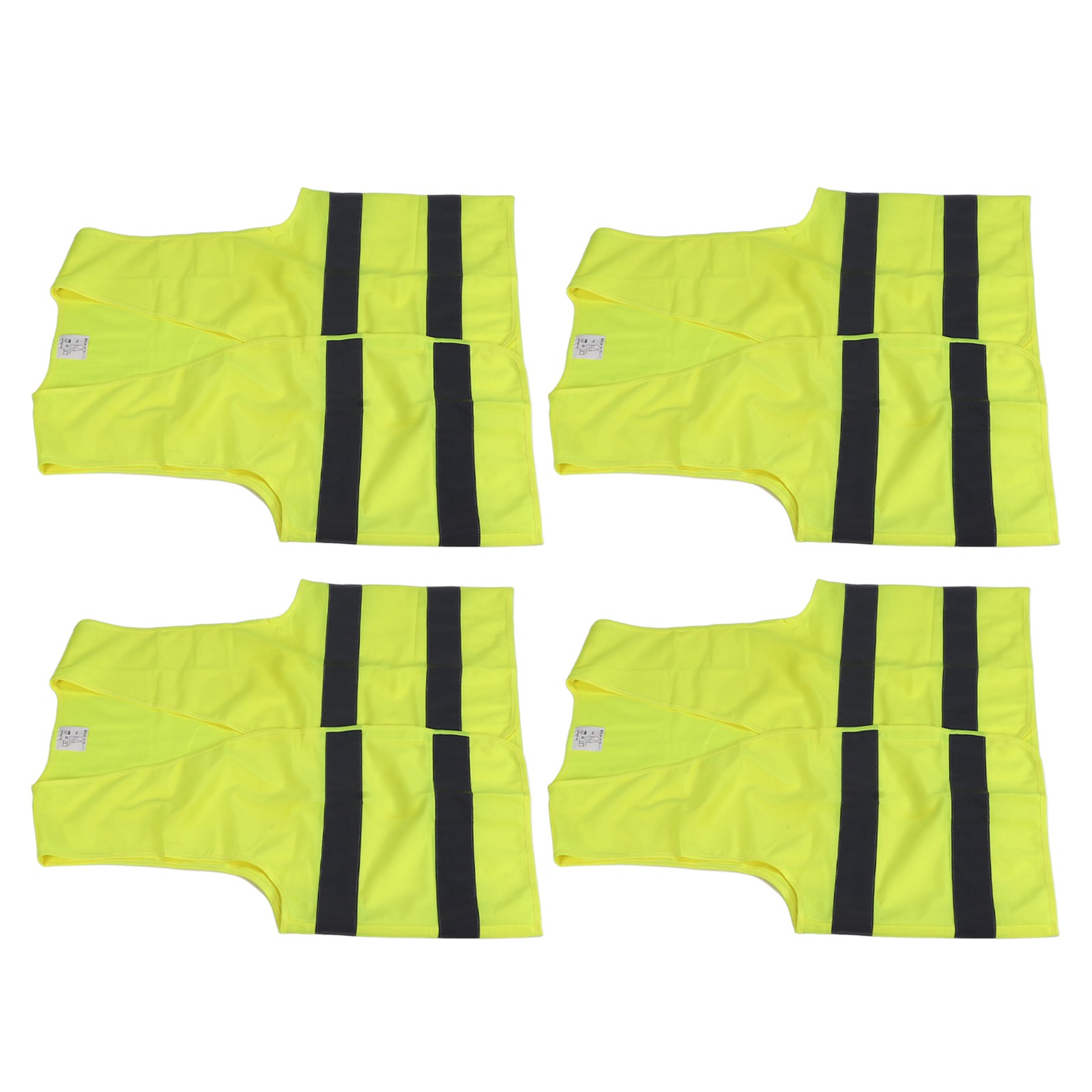 4pcs High Visibility Safety Vest Reflective Strip Neon Yellow XXL For Traffic Br