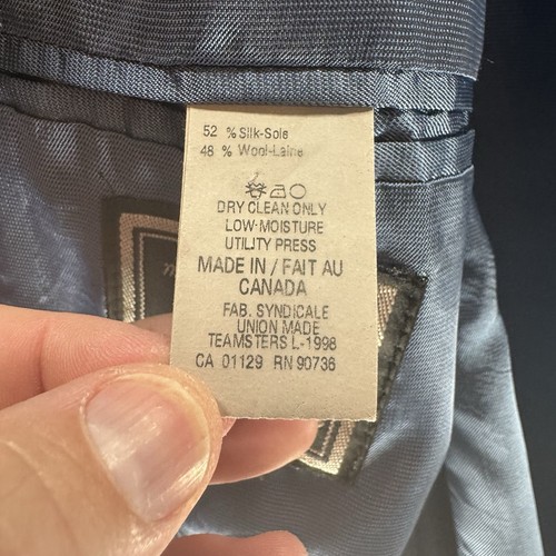 Vintage Ralph Ralph Lauren Blazer Men 48 Gray Wool Silk Union Made Double RL RRL - Picture 10 of 20