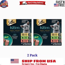 2 Packs - Sheba Kitten Wet Cat Food - Chicken, Salmon, Turkey, 24 CT
