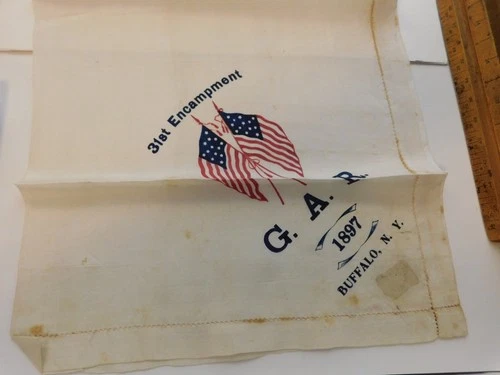 Civil War VETERANS- 31st Encampment GAR 1897 Buffalo, NY Table Linen Souvenir