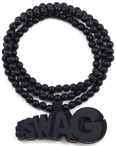 #SWAG Collar Nuevo Buen Estilo de Madera Colgante con Cadena de Cuentas de Madera de 36 Pulgadas - Imagen 2 de 9