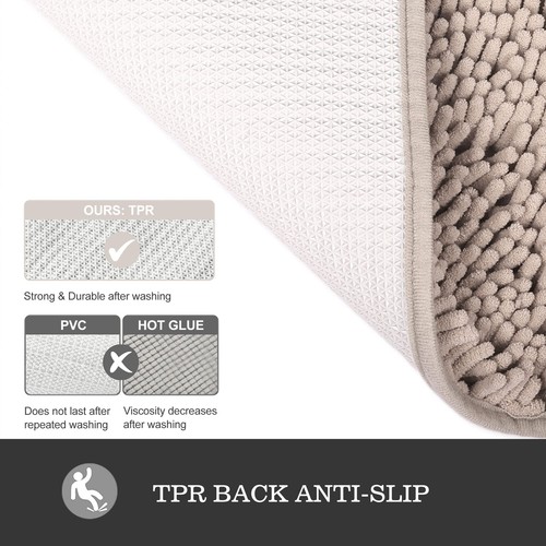 Light Gray Bathroom Rugs – Thick Chenille Bath Mats | Absorbent and Washable ... - Picture 3 of 6